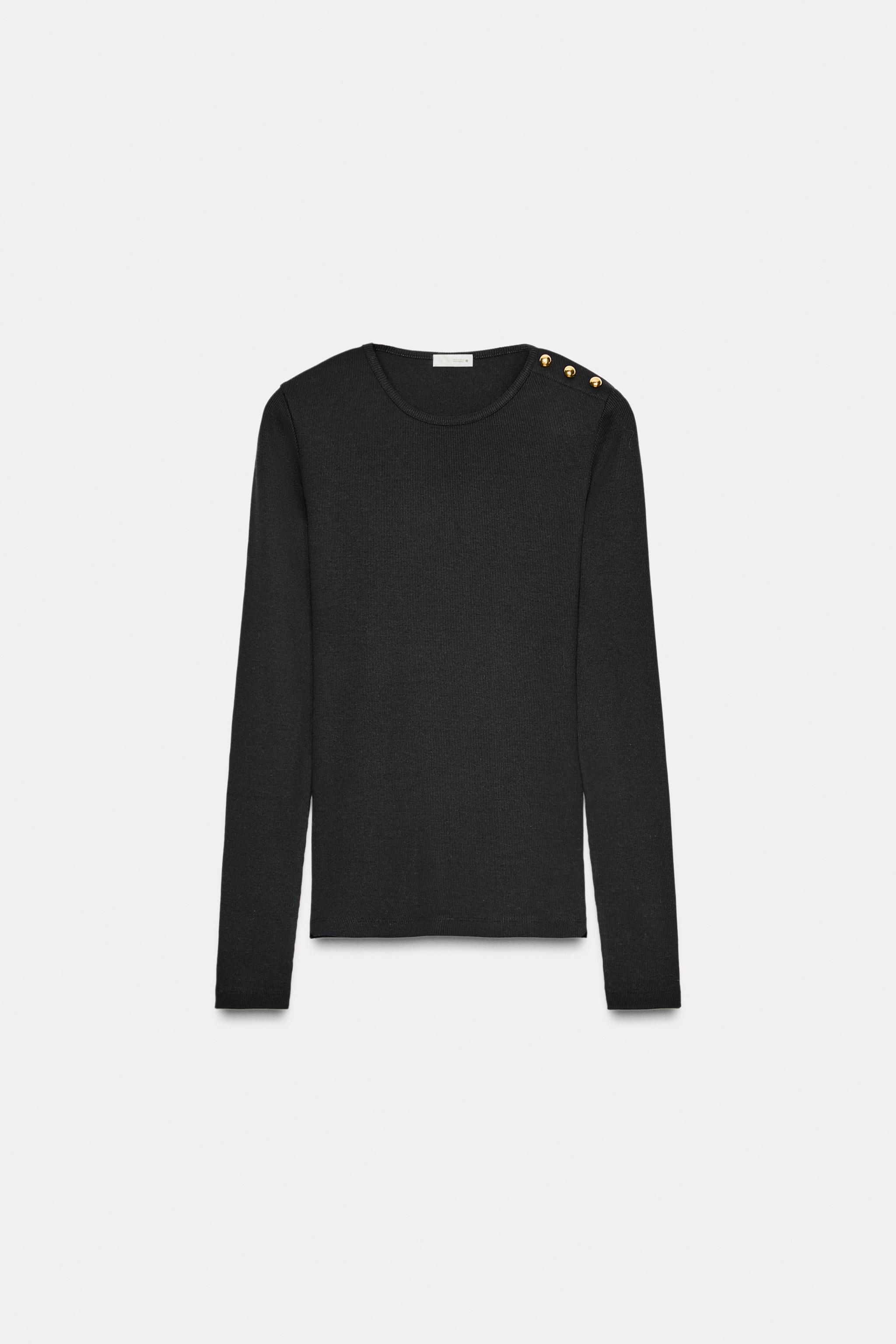 RIBBED BUTTON T-SHIRT