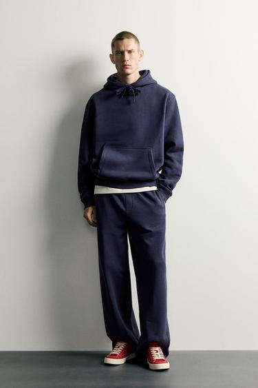 BLUZË HOODIE BAZIKE RELAXED FIT - Blu marinari nga Zara - Imazh 0