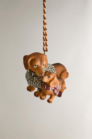DOG COUPLE CHRISTMAS TREE DECORATION - Brown by Zara - Image 1