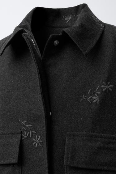 BLOUSON BOMBER À FLEURS BRODÉES - Anthracite foncé de Zara - Image 4