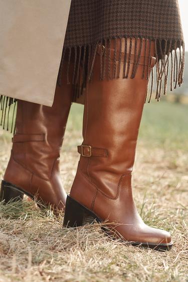 BOTTES EN CUIR À BOUCLES ÉDITION LIMITÉE - Marron de Zara - Image 2
