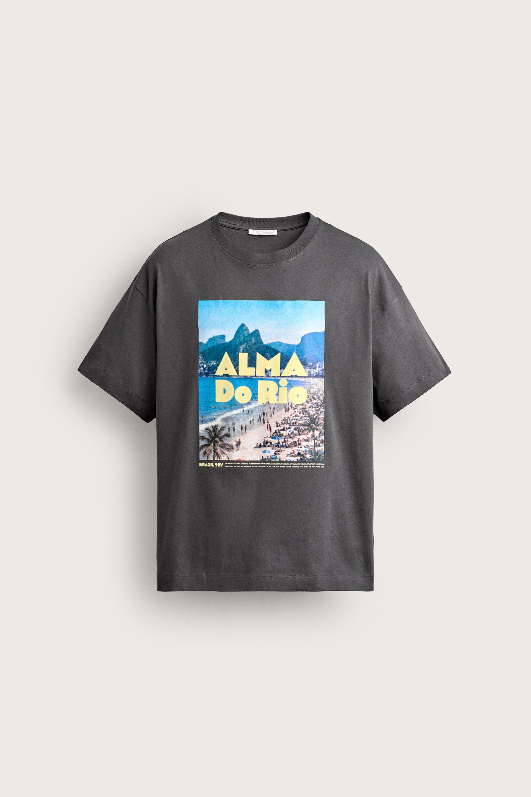 Мужские футболки Zara RIO GRAPHIC RELAXED FIT T-SHIRT — фото 7