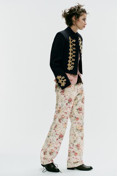 Zara TRF FLORAL PRINT STRAIGHT JEANS - only one