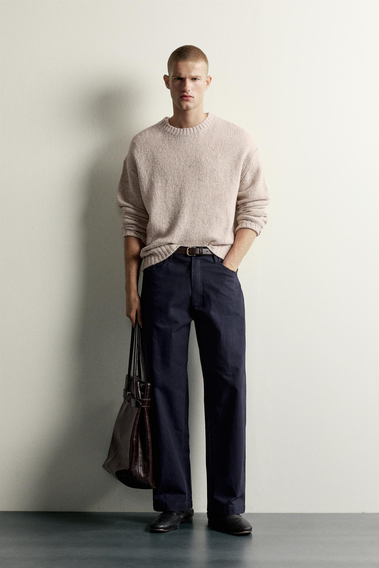 Мужской свитер Zara Wool Blend Botonato, цвет: Экрю — фото 1