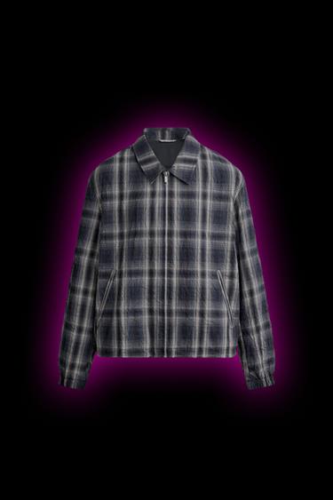 Zara 格紋寬鬆版型外套 - 藍色