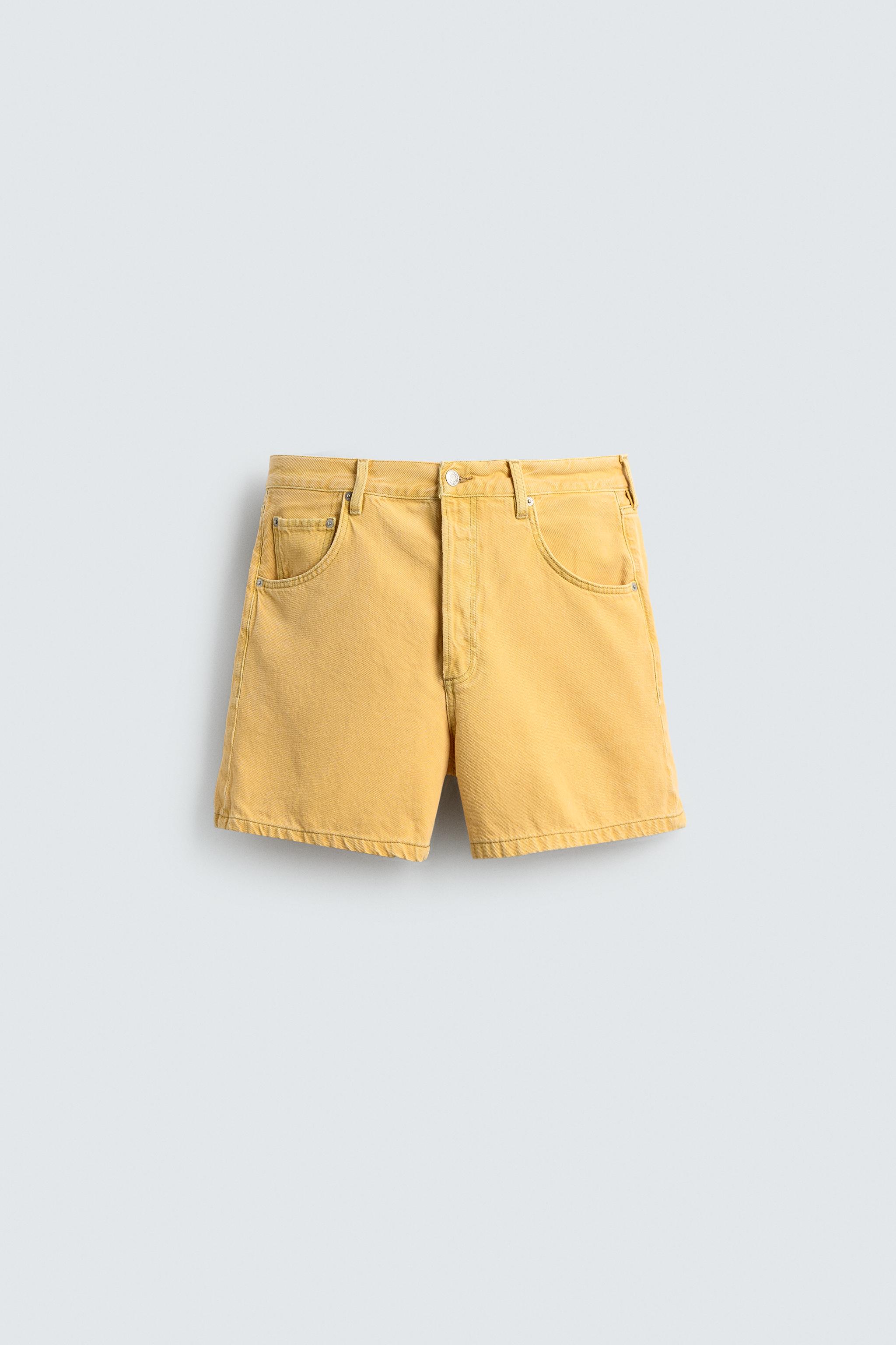RELAXED FIT COLOR DENIM SHORTS - Yellow | ZARA United States
