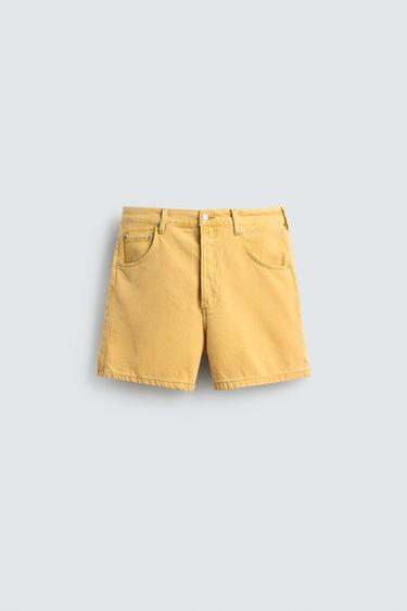 COLOURED RELAXED FIT DENIM BERMUDA SHORTS - Yellow by Zara