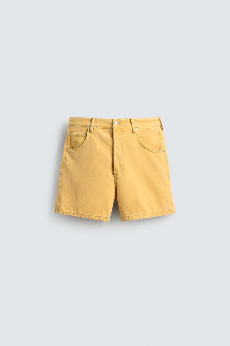 ZARA COLOURED RELAXED FIT DENIM BERMUDA SHORTS