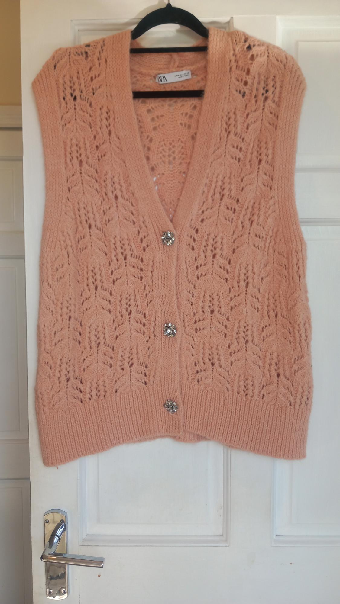 KNIT WAISTCOAT WITH BEJEWELLED BUTTON