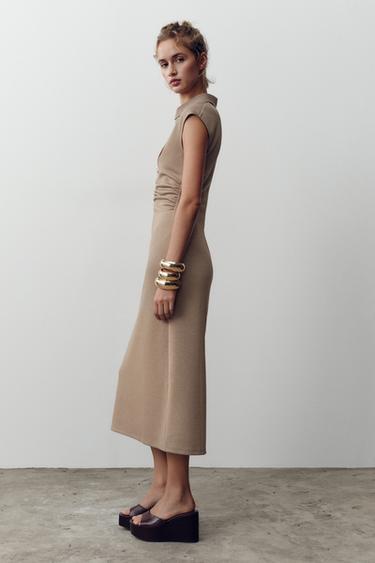 ROBE MIDI COL POLO - Beige de Zara - Image 2