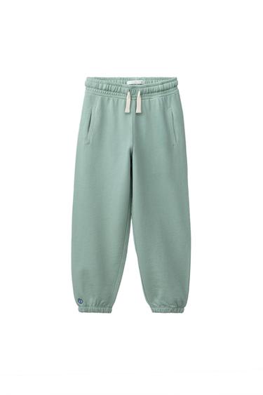 BALONASTE HLAČE IZ FLISA Z VEZENO APLIKACIJO - Barva zelene vode od Zare