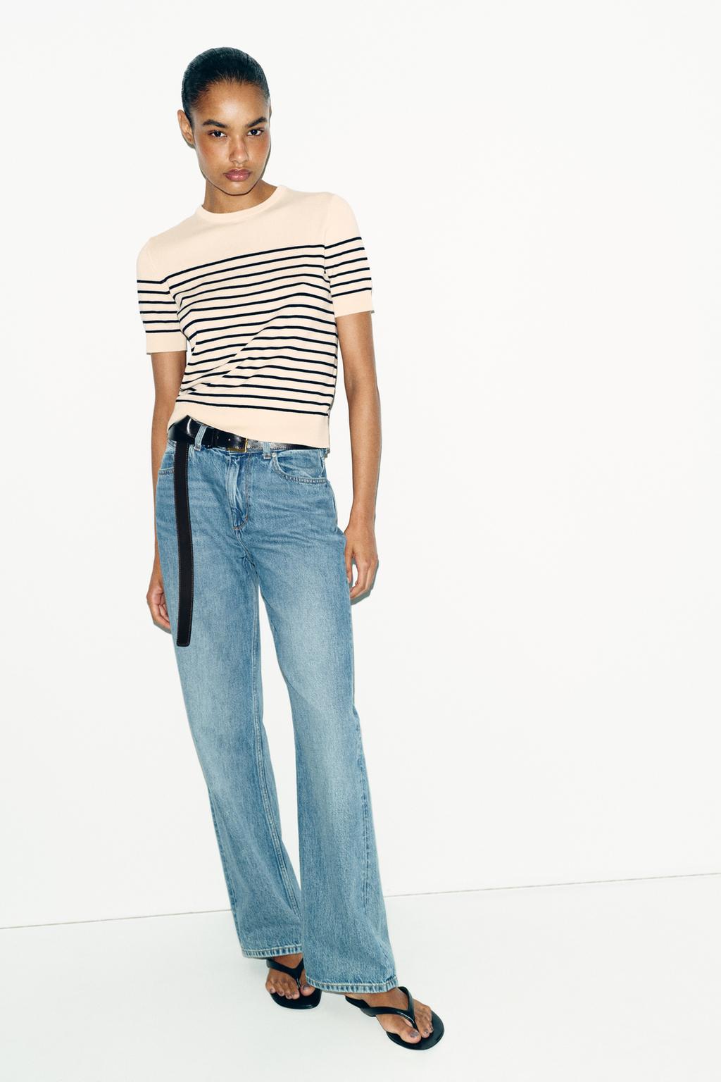 STRIPED SHORT SLEEVE KNIT JUMPER - image 2