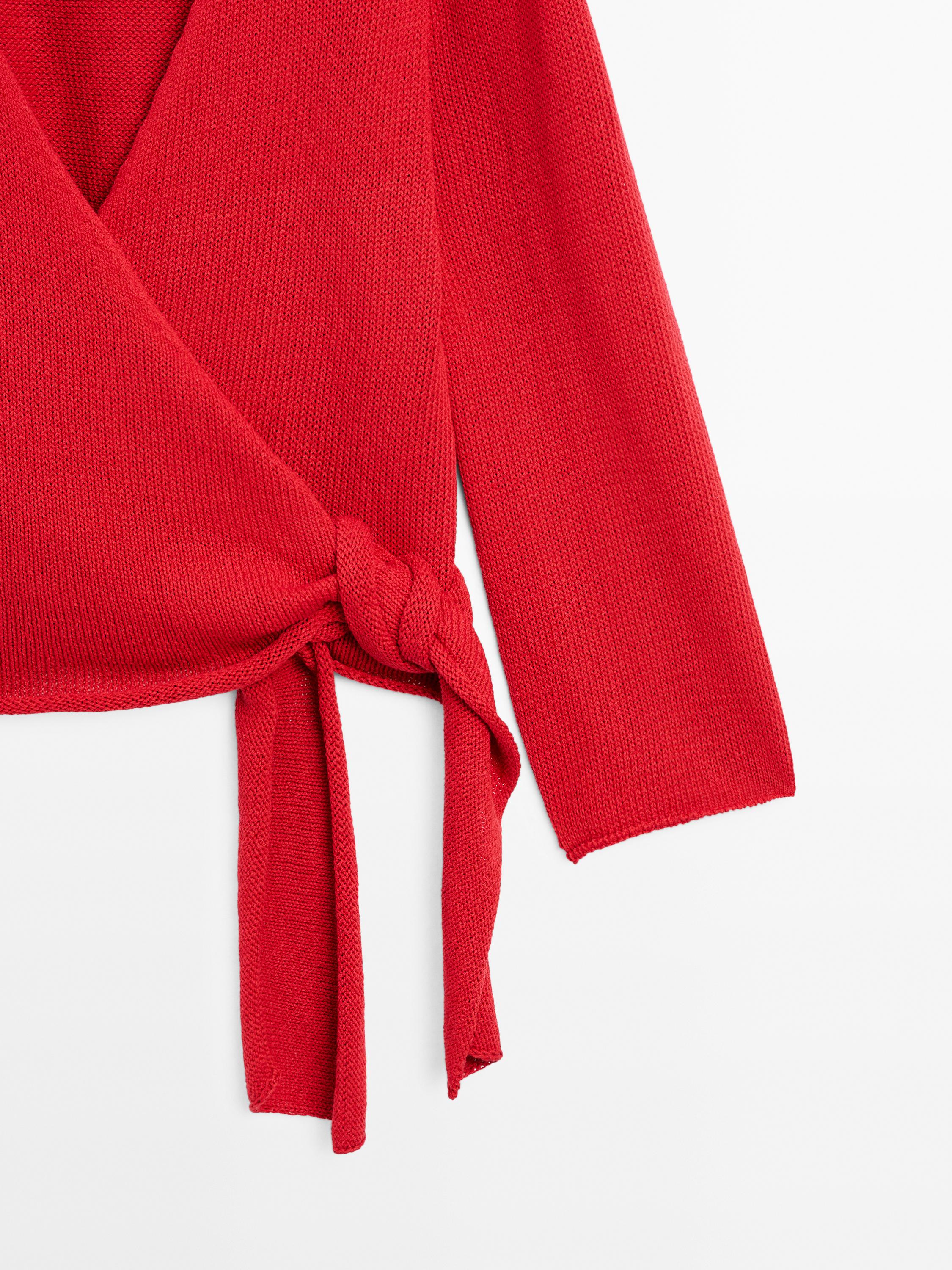 Knit cardigan with belt detail