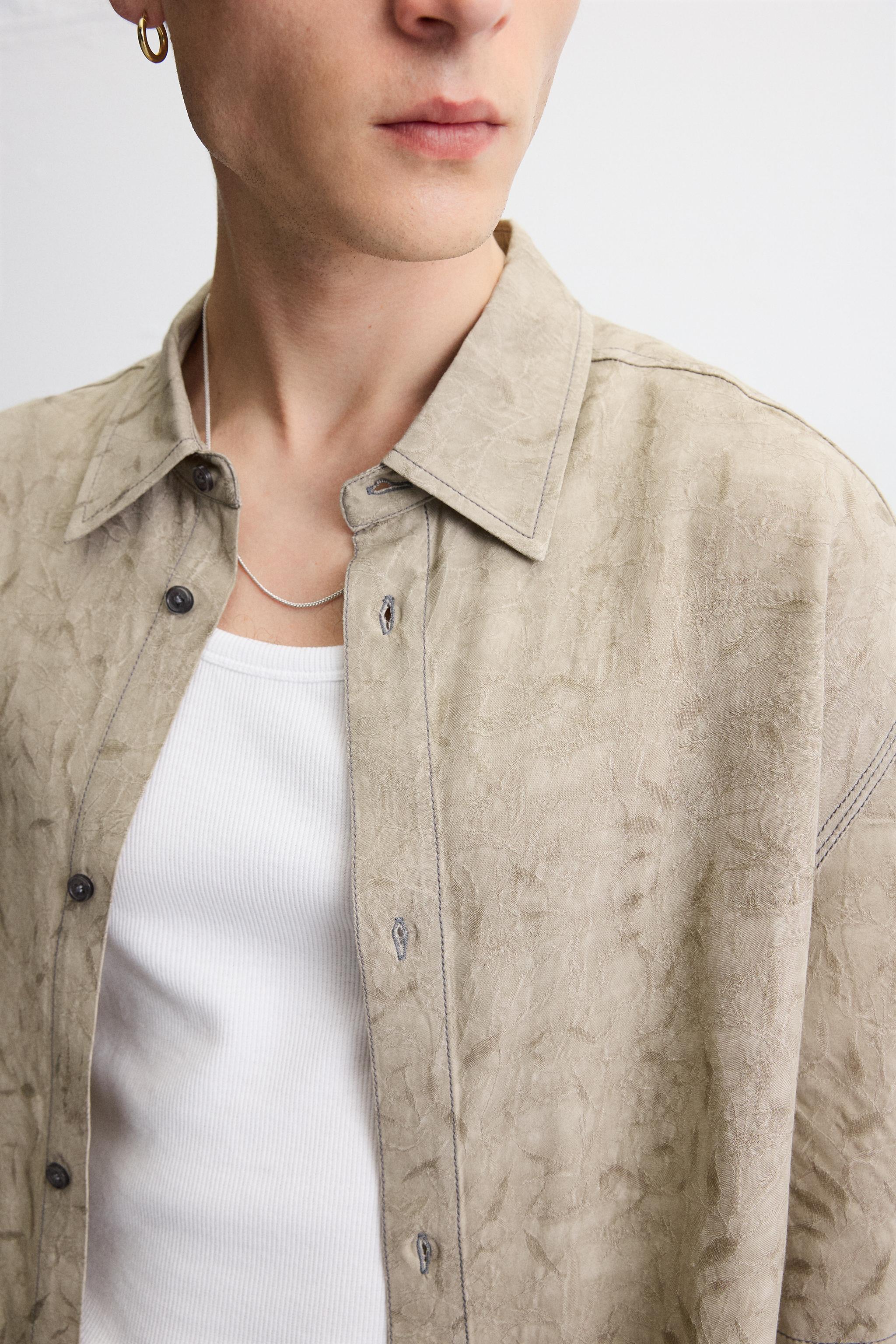 VISCOSE JACQUARD SHIRT - Beige | ZARA United States