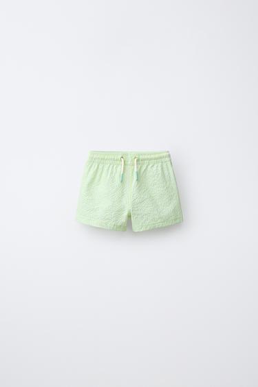 2-6 ЛЕТ/ПЛАВКИ-БЕРМУДЫ В ПОЛОСКУ ИЗ ТЕКСТУРИРОВАННОЙ ТКАНИ — ЛАЙМОВЫЙ от Zara