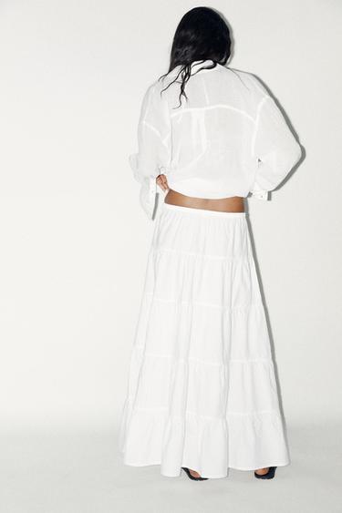 JUPE LONGUE À PANNEAUX - Blanc cassé de Zara - Image 4