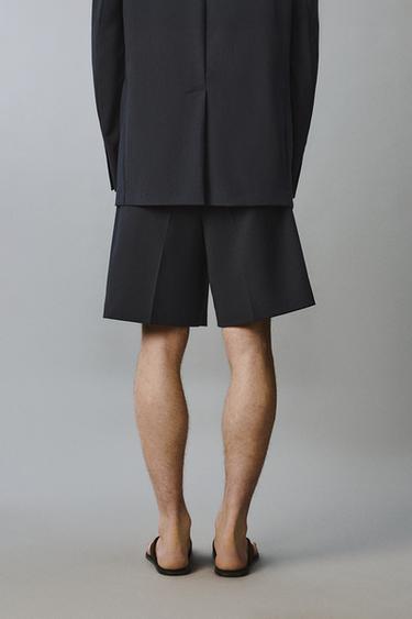 BERMUDA PLIS COSTUME RELAXED FIT - Bleu marine foncé de Zara - Image 2