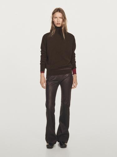 Zara Knit 100% cashmere turtleneck sweater - Dark brown
