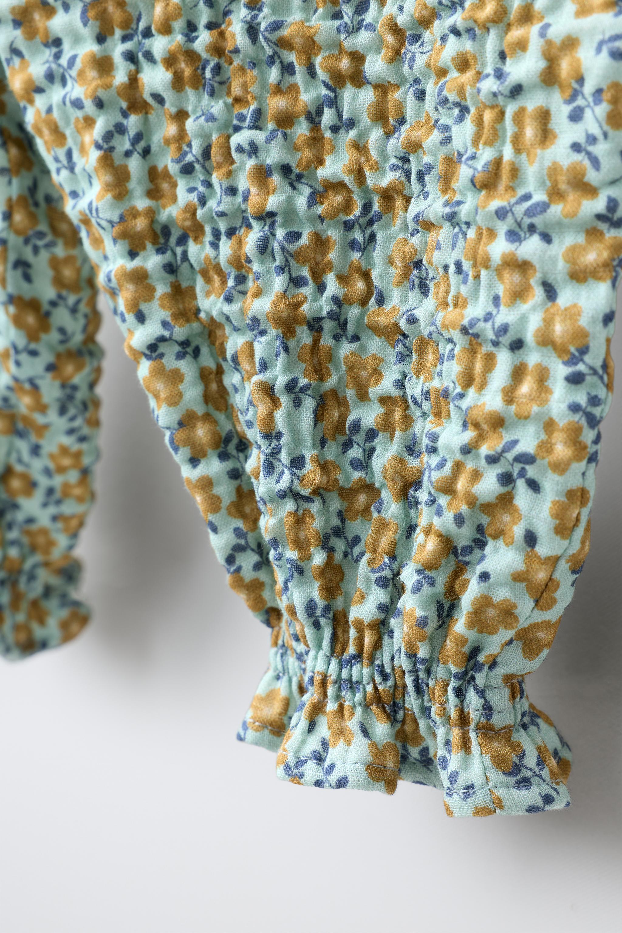 TEXTURED FLORAL OVERALLS