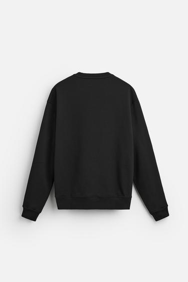 BASIC CREW NECK SWEATSHIRT - Black by Zara - Image 7