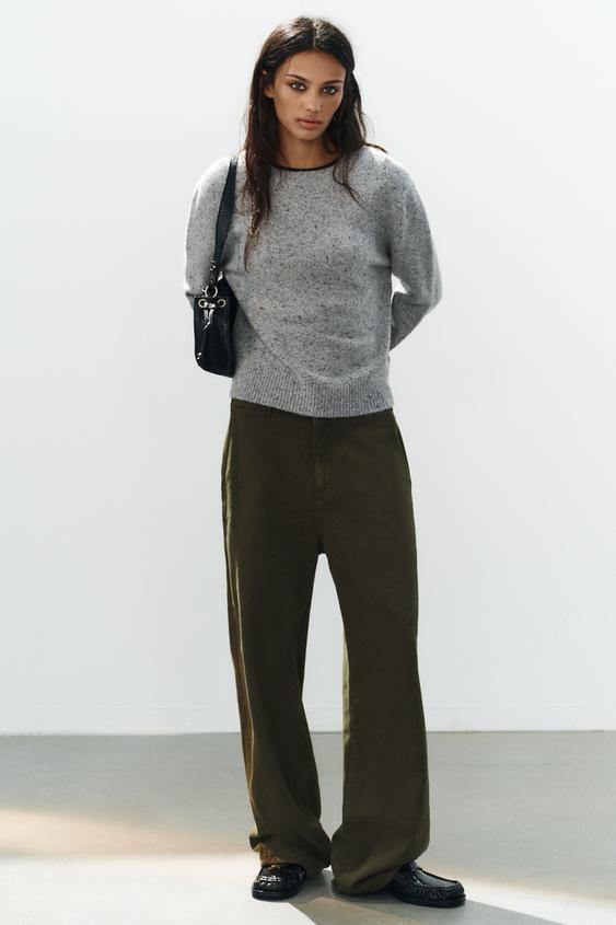 WOOL BLEND KNIT JUMPER - Grey marl by Zara - Image 0