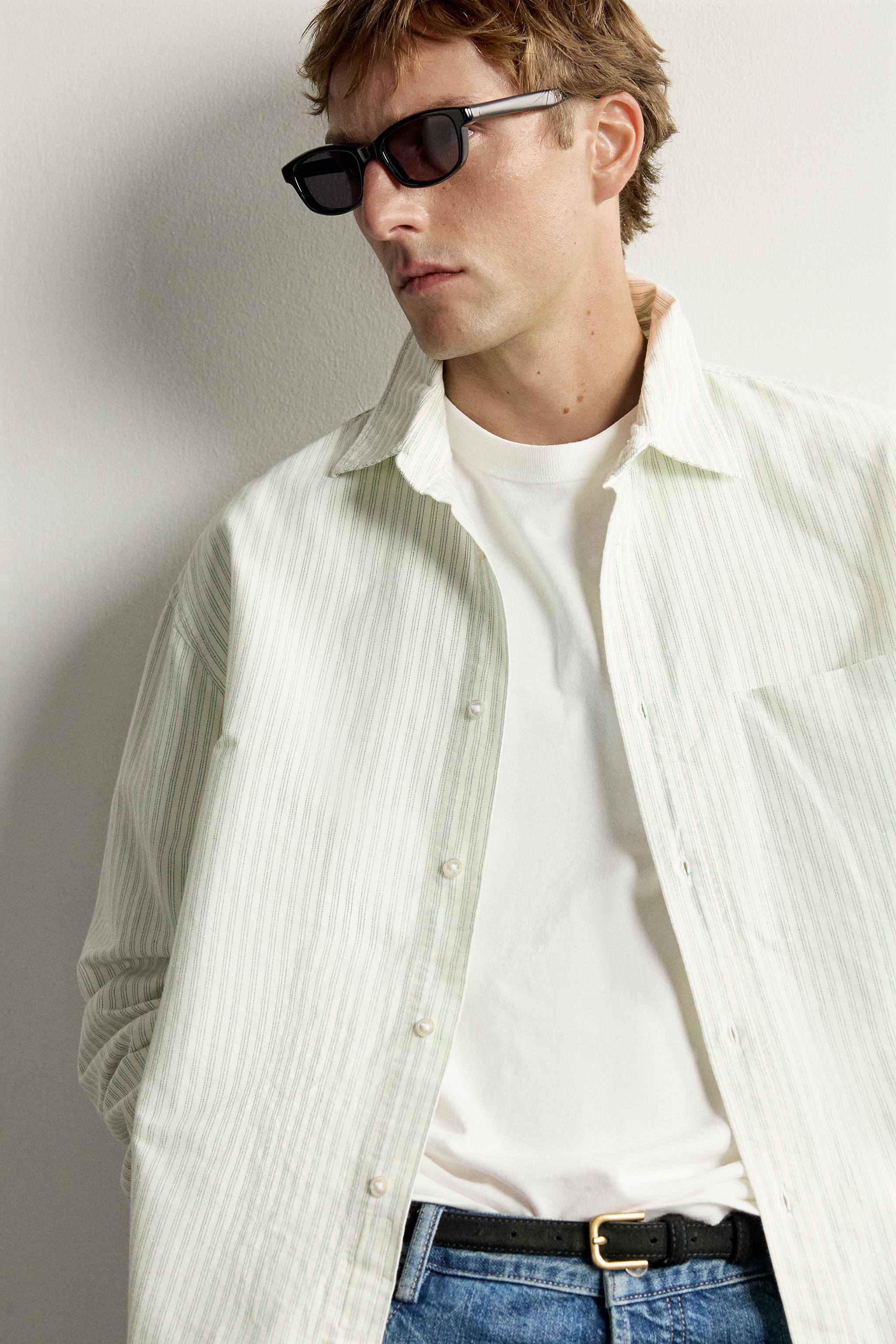 Мужские рубашки Zara RELAXED FIT OXFORD SHIRT — фото 6