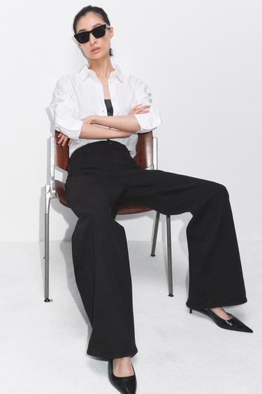 ZW COLLECTION WIDE-LEG HIGH-WAIST JEANS - Black by Zara