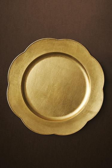 Zara PLAIN CHRISTMAS CHARGER WITH SCALLOPED EDGE - Gold