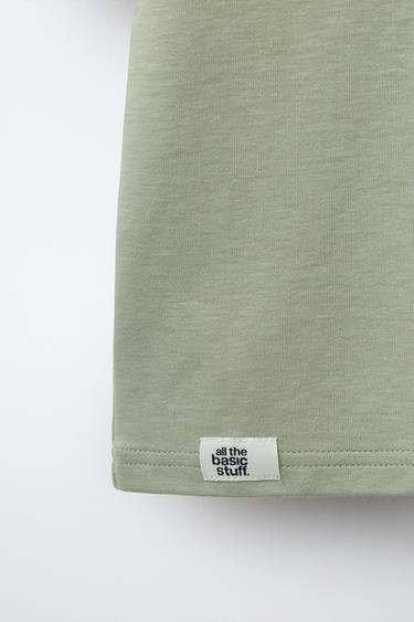 T-SHIRT UNI INTERLOCK - Gris taupe de Zara - Image 3