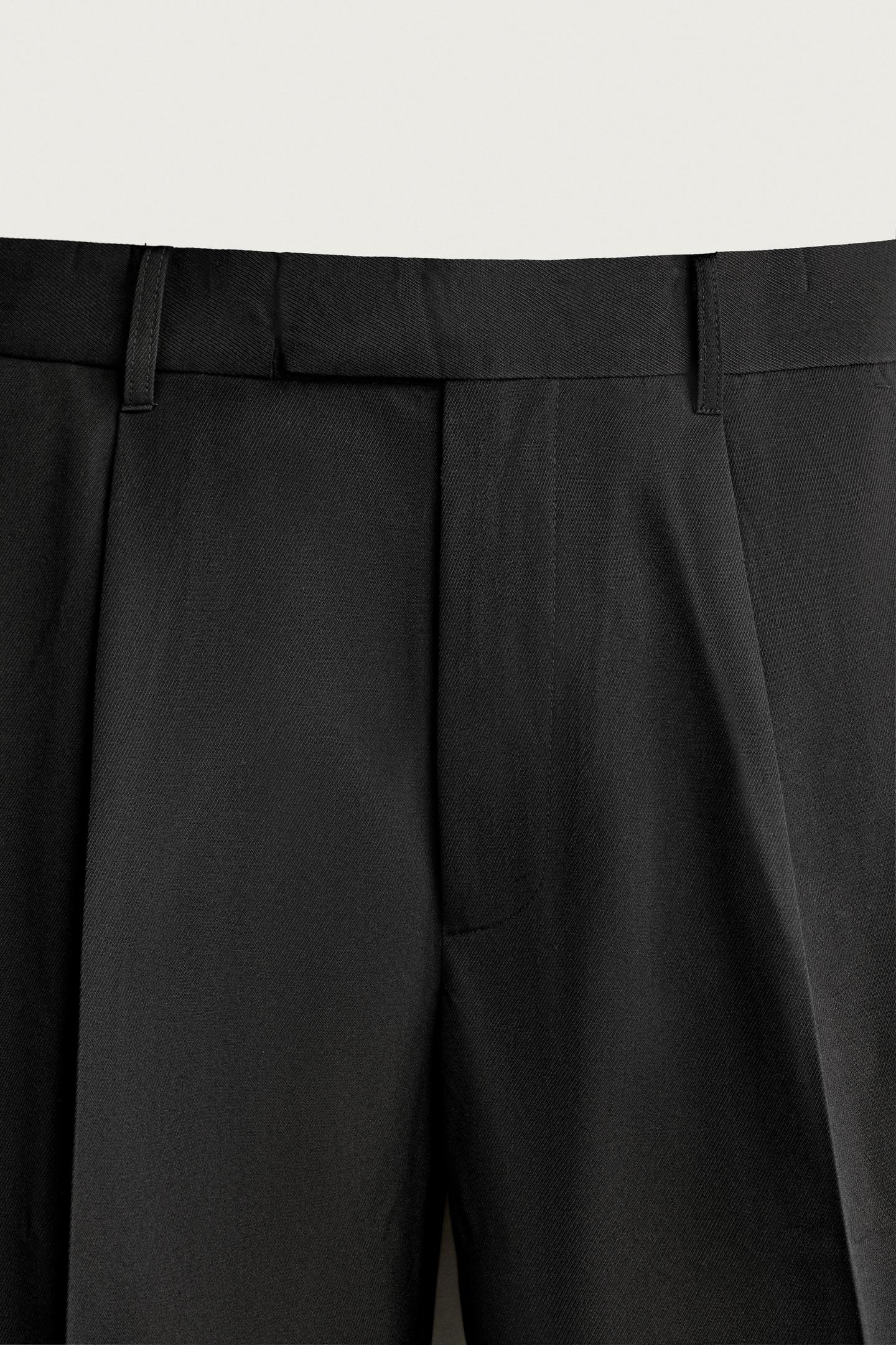 Мужские брюки Zara Pleated Relaxed-Fit, цвет: Чёрный — фото 9