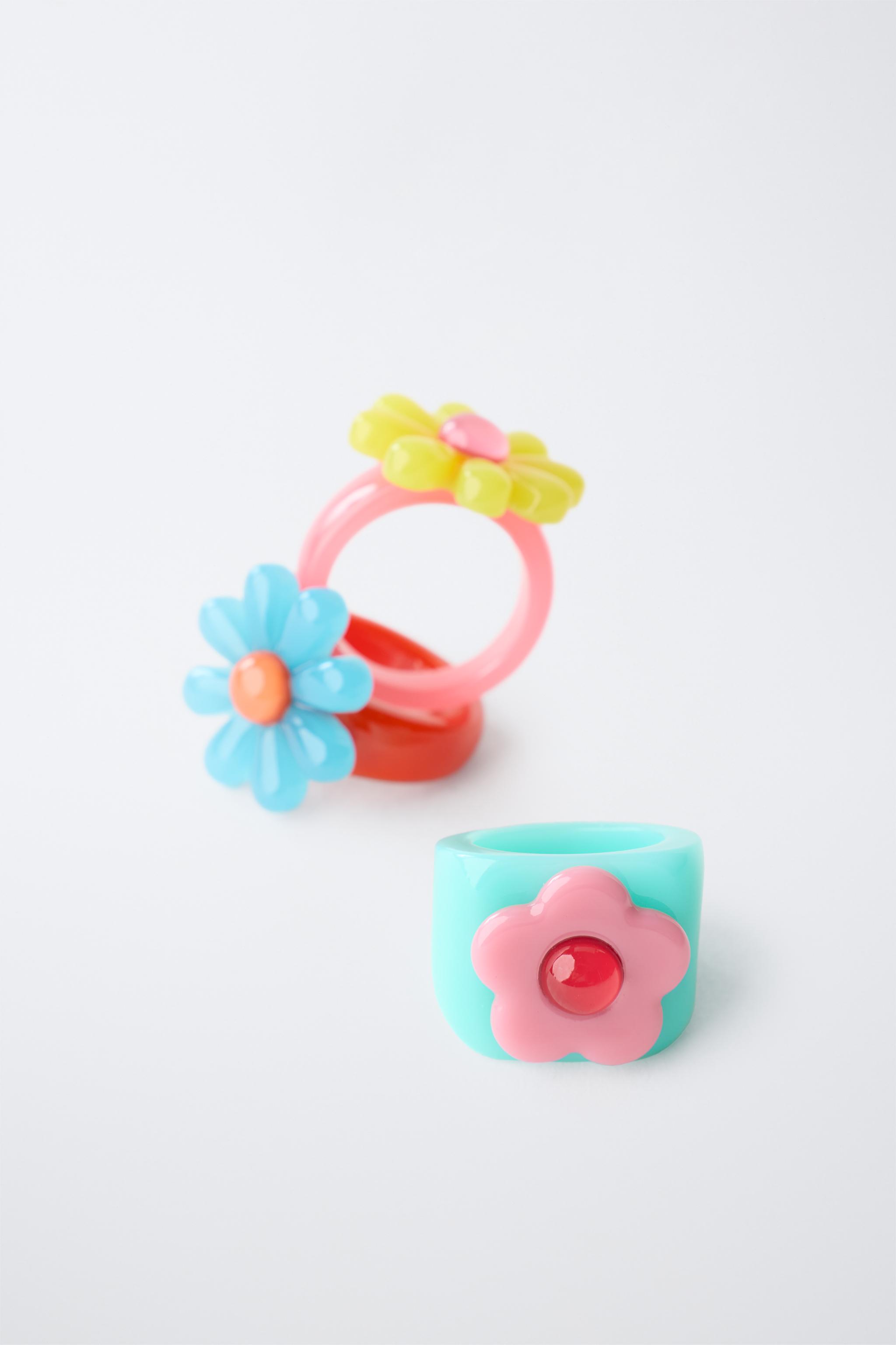 Детские аксессуары Zara THREE-PACK OF FLOWER RINGS — фото 3