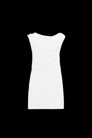 VESTIDO CORTO ASIMÉTRICO - Blanco de Zara