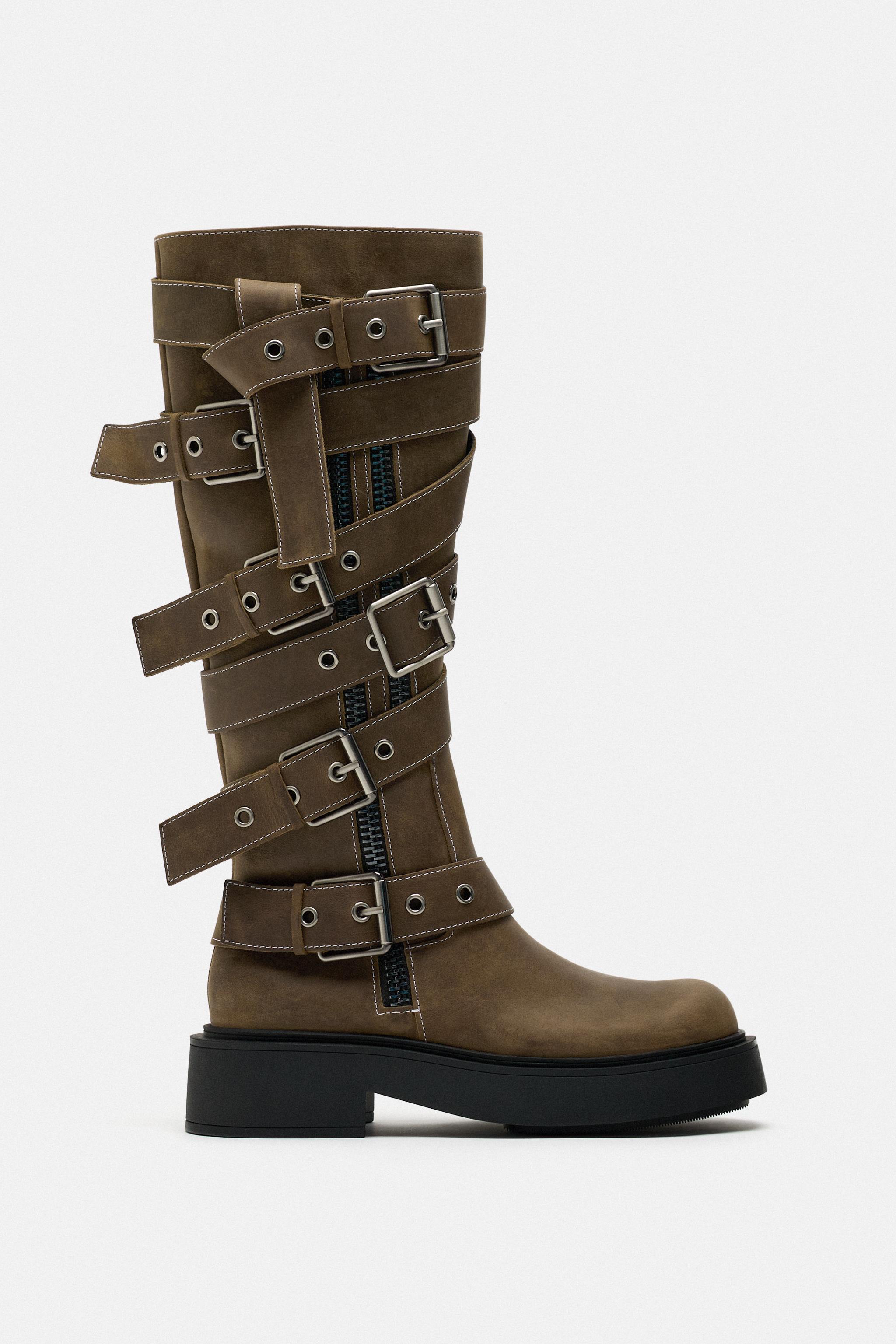 Zara track sole tall on sale boots