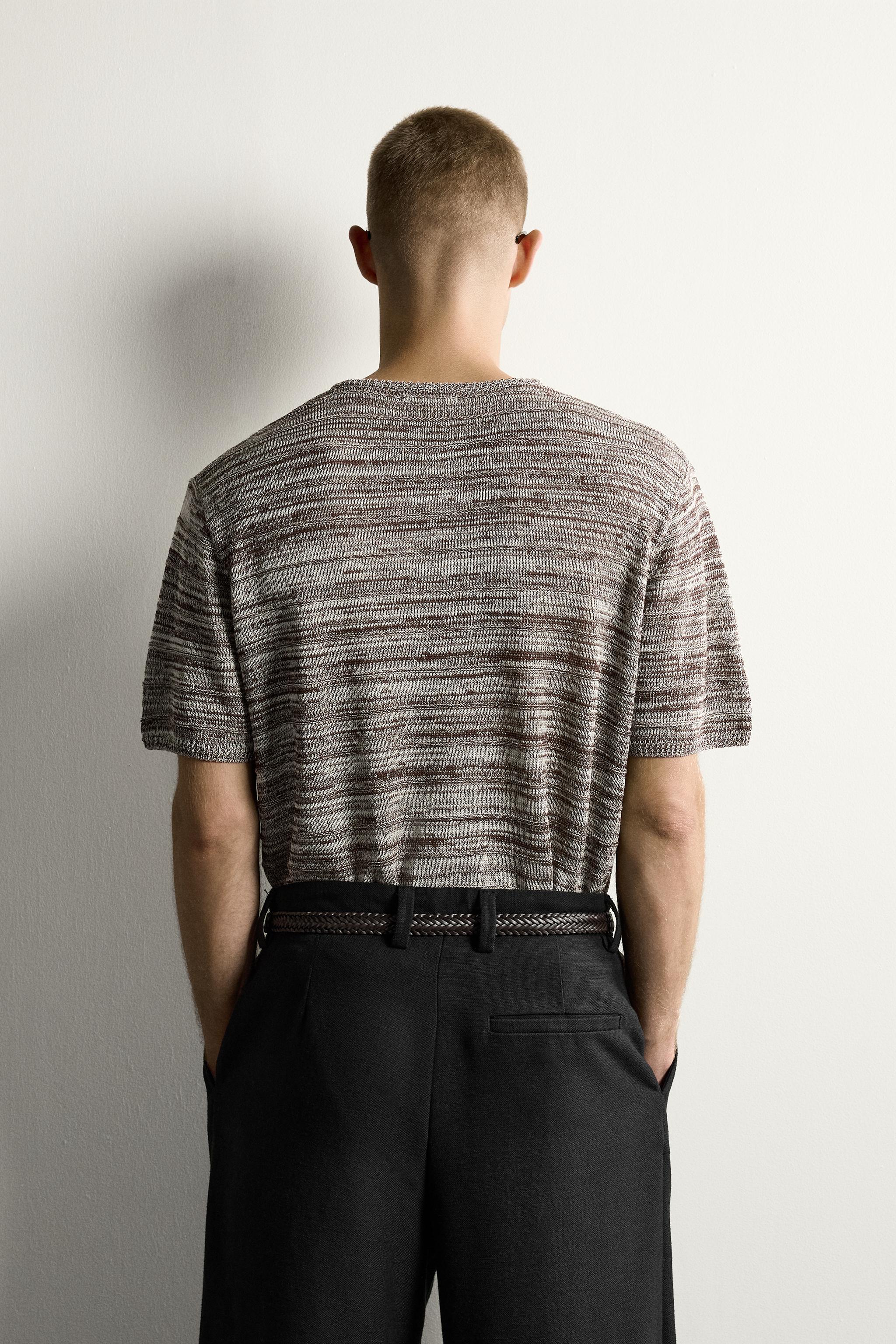Мужские рубашки Zara KNIT HENLEY SHIRT — фото 3