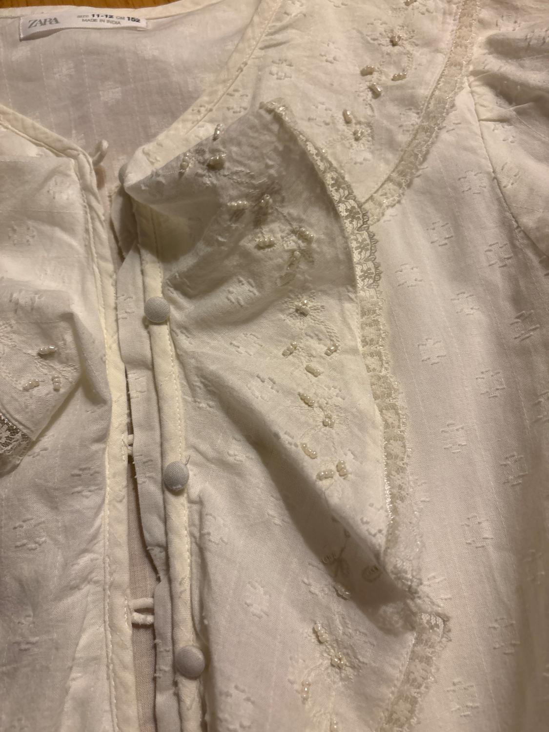 COTTON BLOUSE WITH FRONT FRILLS AND EMBROIDERED - Image 2