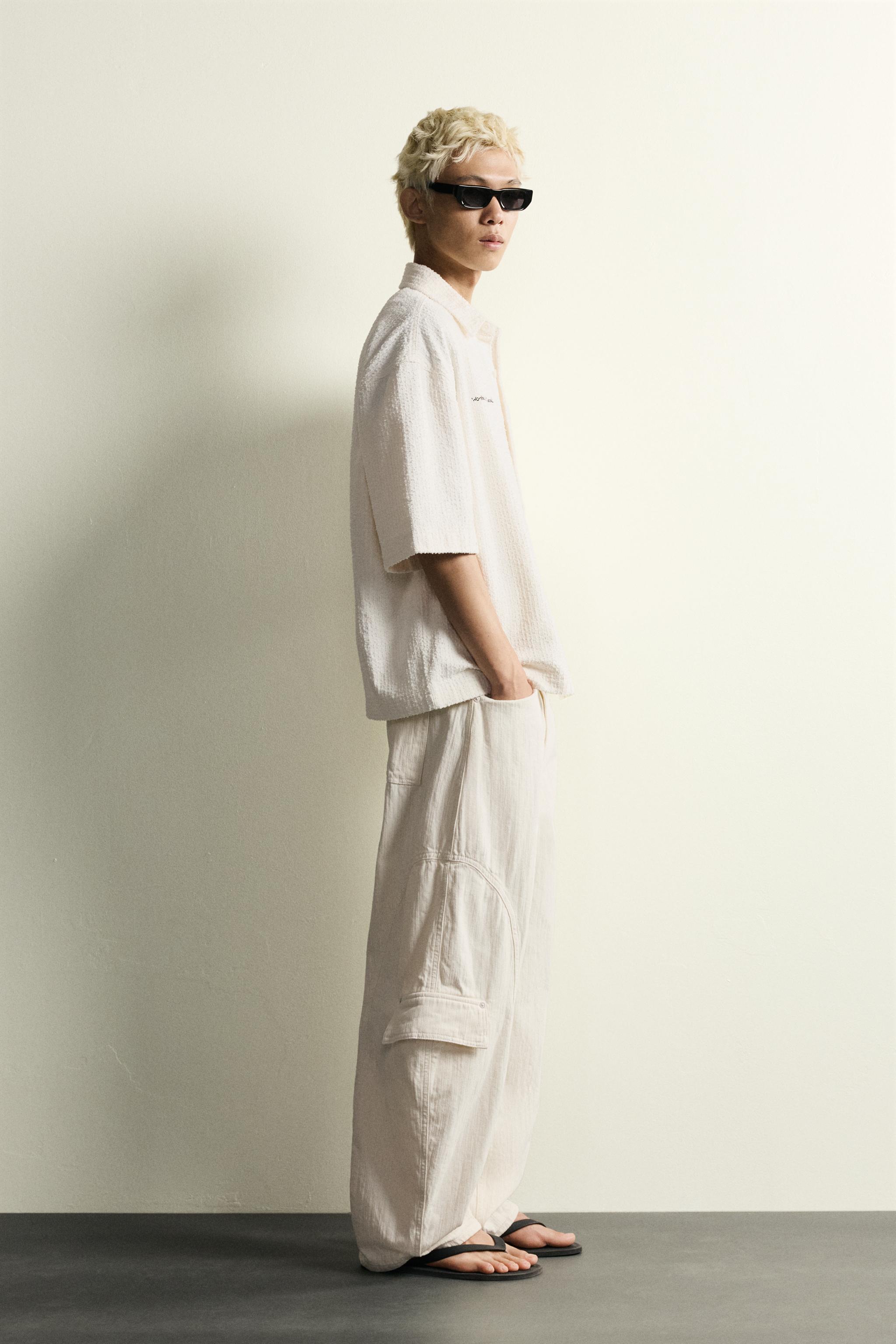 SURCHEMISE COUPE BOXY TEXTURÉE BRODÉE