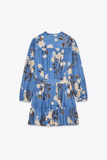 Zara ZW COLLECTION PRINTED SHORT DRESS - Bluish