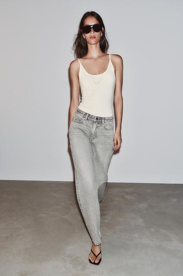 JEANS Z1975 REGULAR TIRO ALTO LONG LENGTH - Gris de Zara
