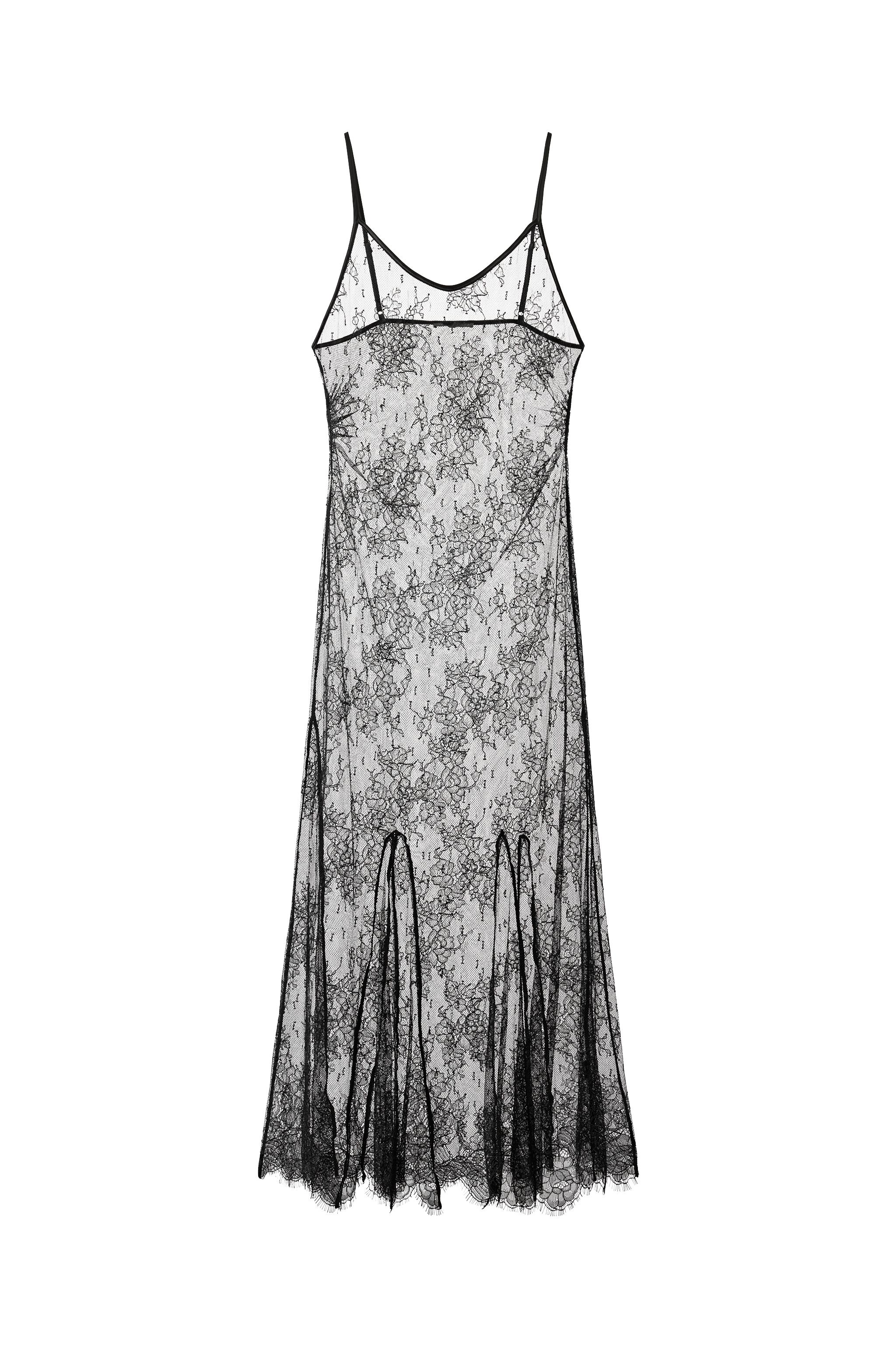 zara lace trimmed dress Zara - Satin Lace Dress - Black - Xs