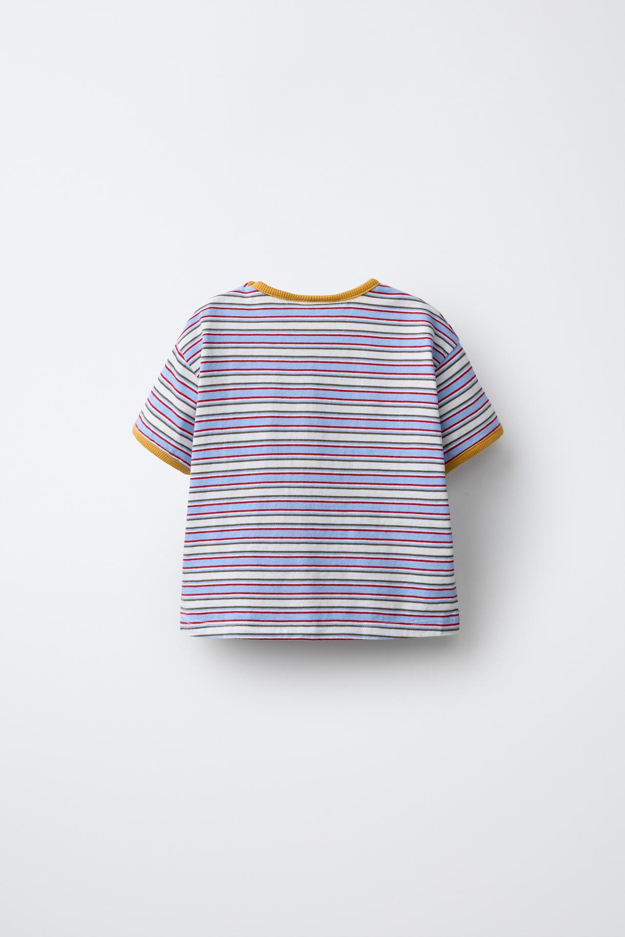 STRIPED FRUIT OF THE LOOM T-SHIRT — Multicolored