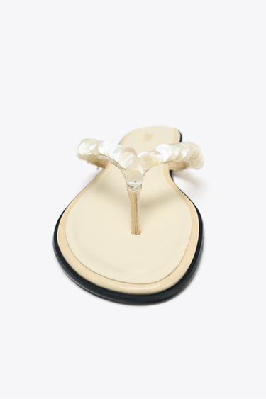 BEADED STRAP SANDALS - Beige by Zara - Image 3