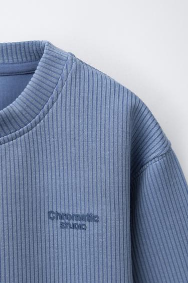RIB SWEATSHIRT WITH MODAL - Blue by Zara - Image 2