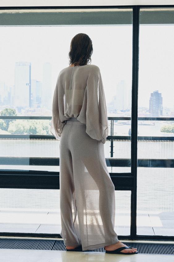 FLOWING SEMI-SHEER BODYSUIT - Mid-grey by Zara - Image 0