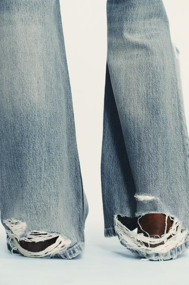 JEANS TRF BOYFRIEND ROTOS TIRO MEDIO - Azul de Zara