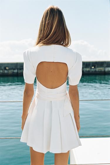 SHORT DRESS WITH BELT - White by Zara