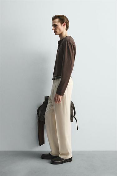 LIMITED EDITION FLANNEL PLEATED TROUSERS - White by Zara - Image 3