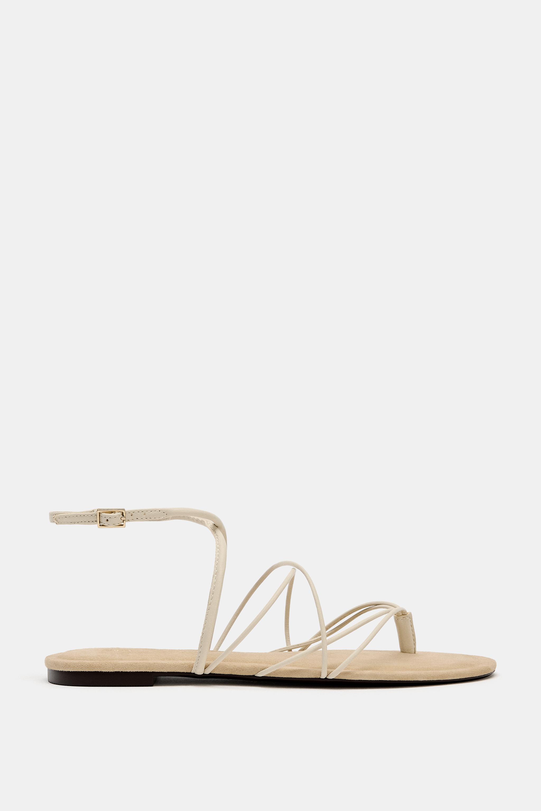 ストラップレザーフラットサンダル - エクリュ | ZARA Japan / 日本