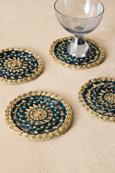 PACK OF SEAGRASS COASTERS (PACK OF 4) - Blue by Zara - Image 6