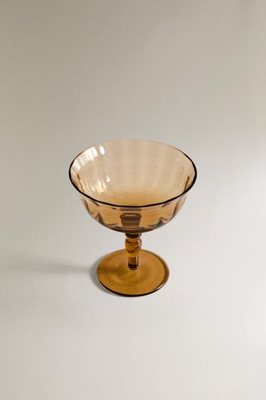 RAISED DESIGN WINE GLASS - Brown by Zara - Image 1