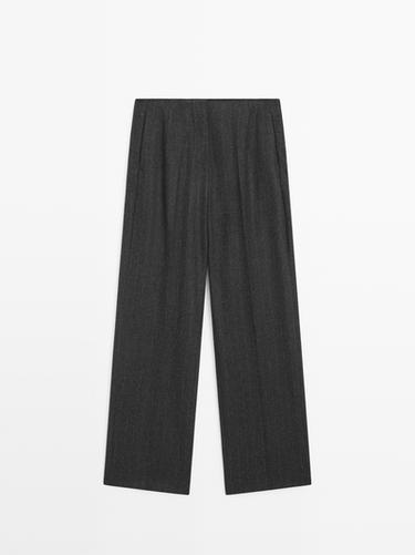 Zara Striped wool blend trousers - Cobalt